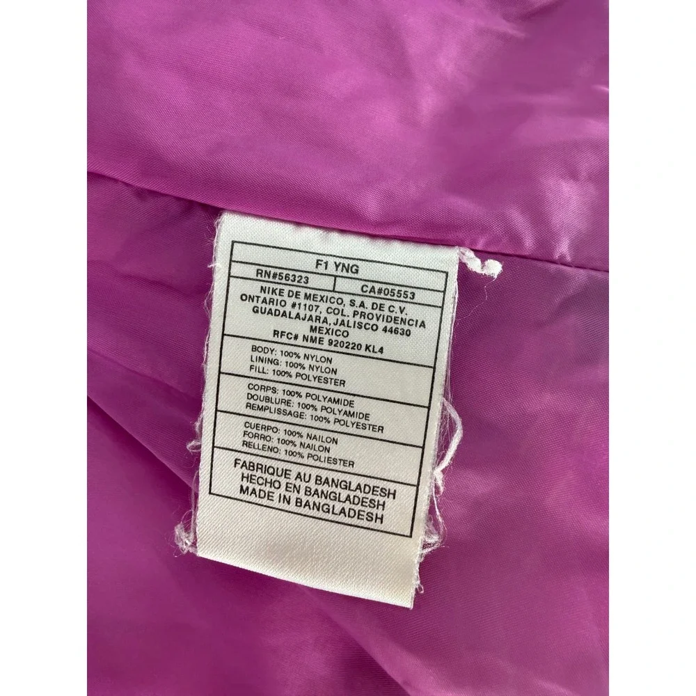 Nike Kids Quilted Puffer Vest Black Pink Logo Zip Up Sleeveless Jacket Size L - Picture 8 of 8